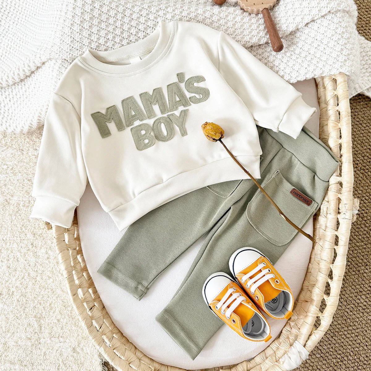 2025 Baby Boy Clothes MAMA'S BOY Sets Fall Baby Girl Infant Outfit Sweatshirt Top Pants 2Pcs Long Sleeve Winter Warm Infant Suit - Baby Bubble