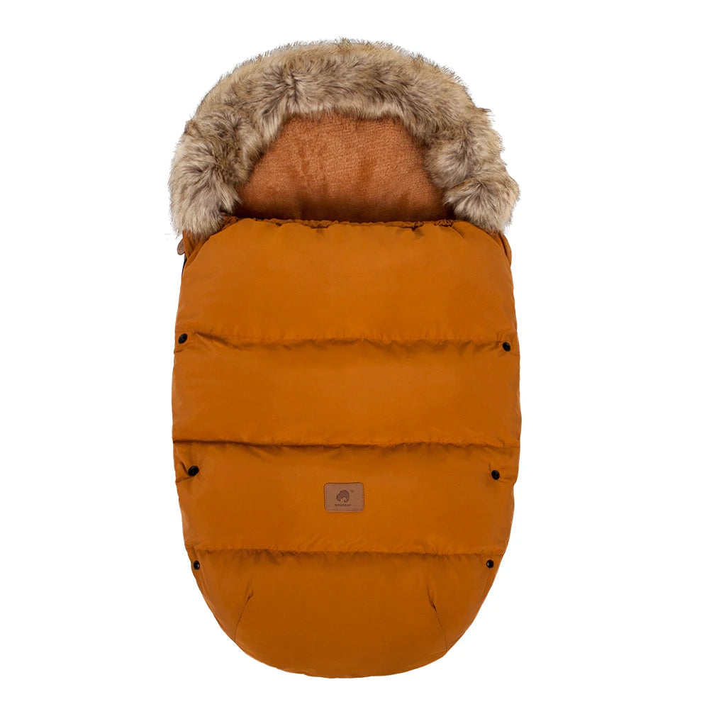 Baby Bubble winter baby sleeping bag and pram footmuff, warm and cozy for cold weather, with soft fabric and secure fastening.