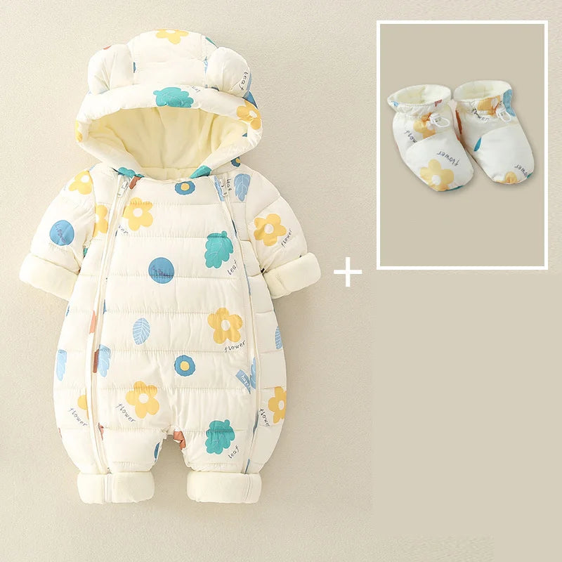 CLO Baby Warm Jumpsuit by Baby Bubble, cozy winter comfort, soft fabric, and snug fit for infants, in neutral color.