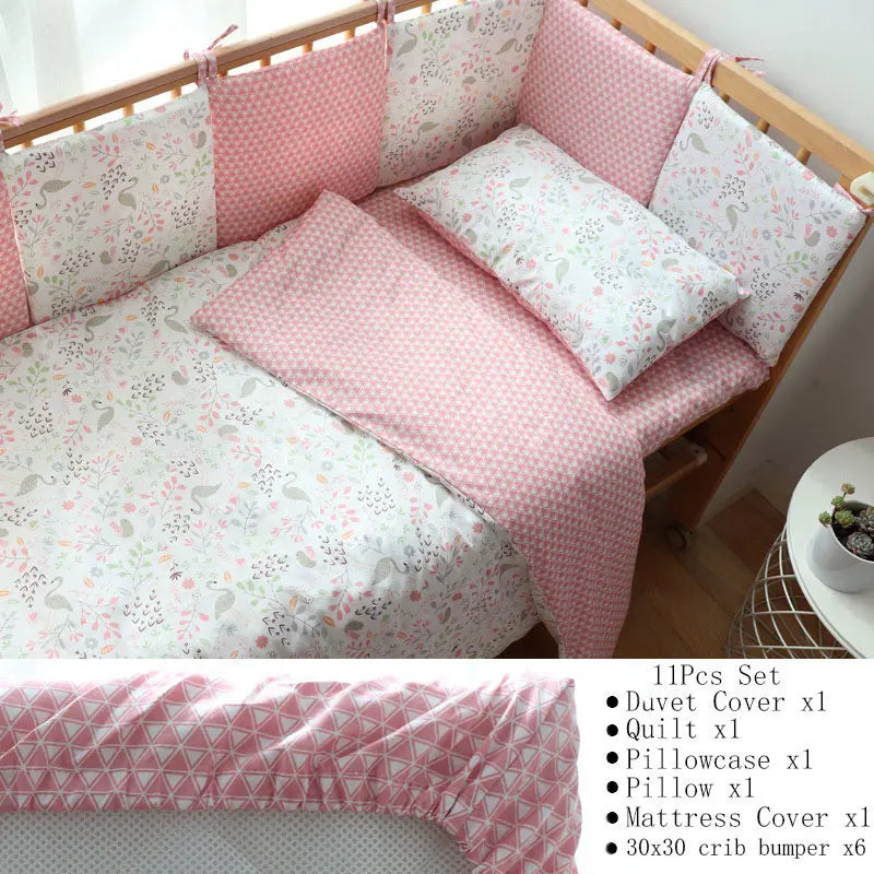 Soft cotton baby crib bedding set by Baby Bubble, nursery bundle with cozy blankets and fitted sheet in gentle pastel colors.