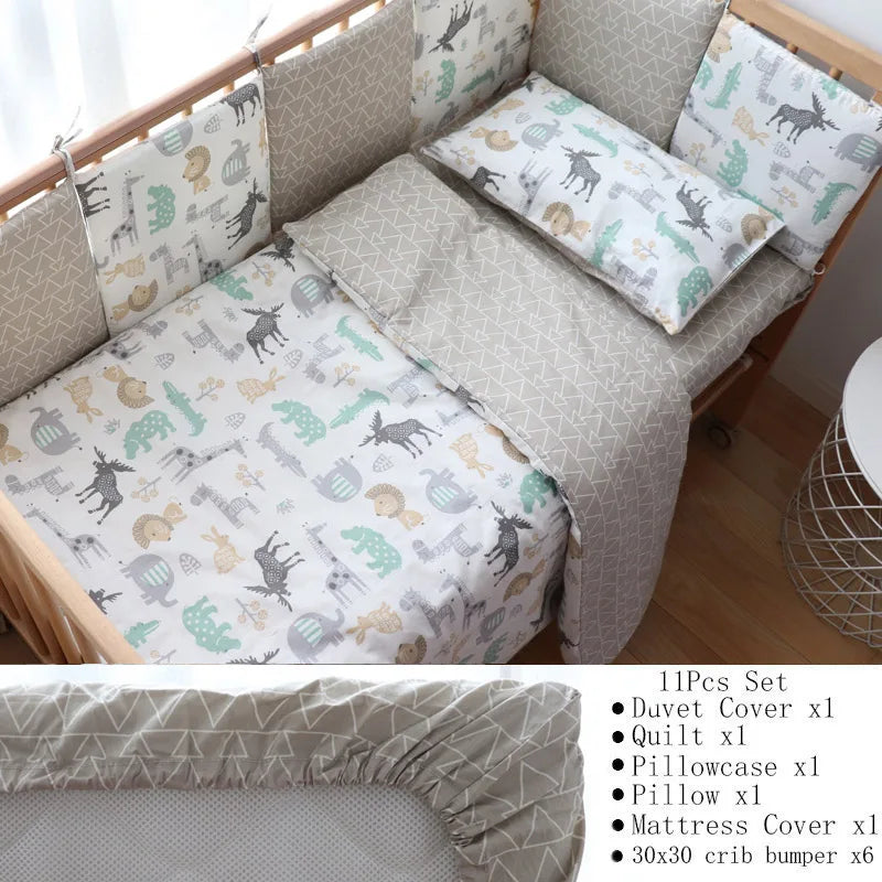 Soft cotton baby crib bedding set by Baby Bubble, nursery bundle with cozy sheets and blankets for a comfortable nursery.
