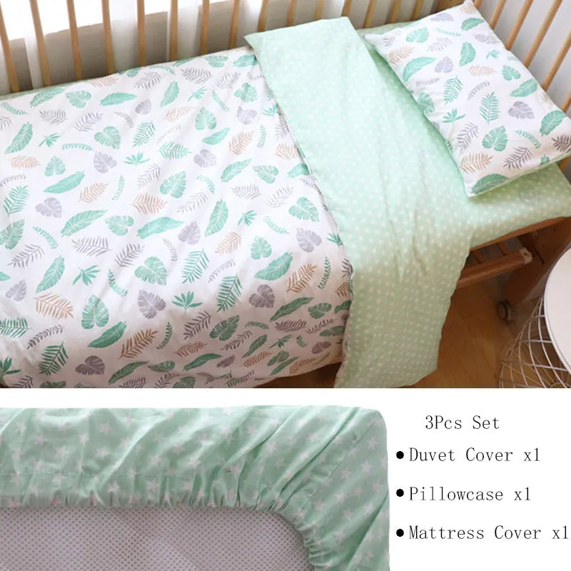 Soft cotton baby crib bedding set by Baby Bubble, includes nursery bundle with cozy sheets and blankets in gentle pastel colors.