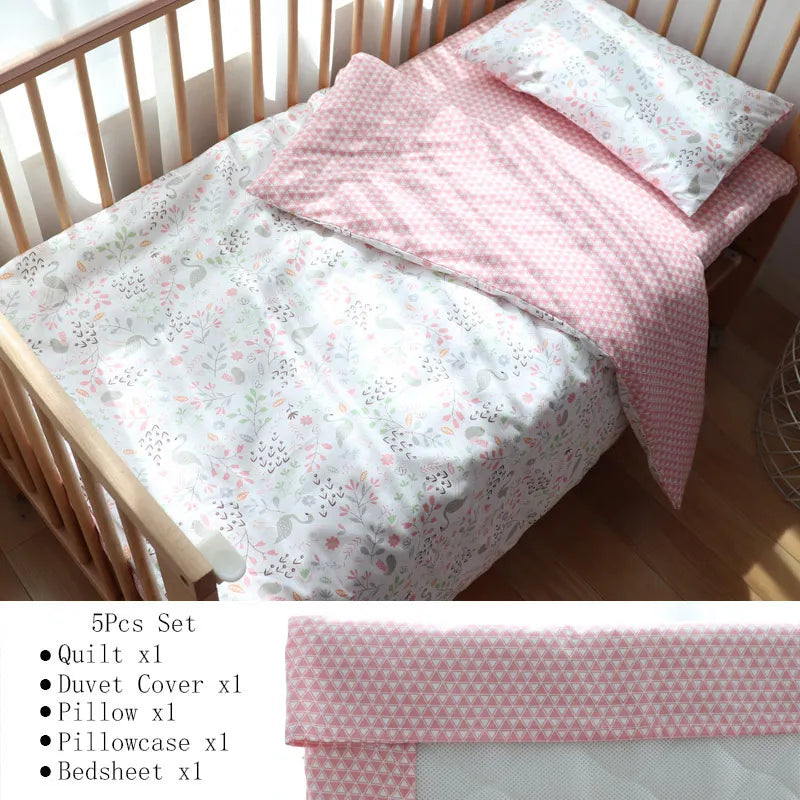 Soft cotton baby crib bedding set by Baby Bubble, nursery bundle with cozy blankets and fitted sheets in pastel colors.