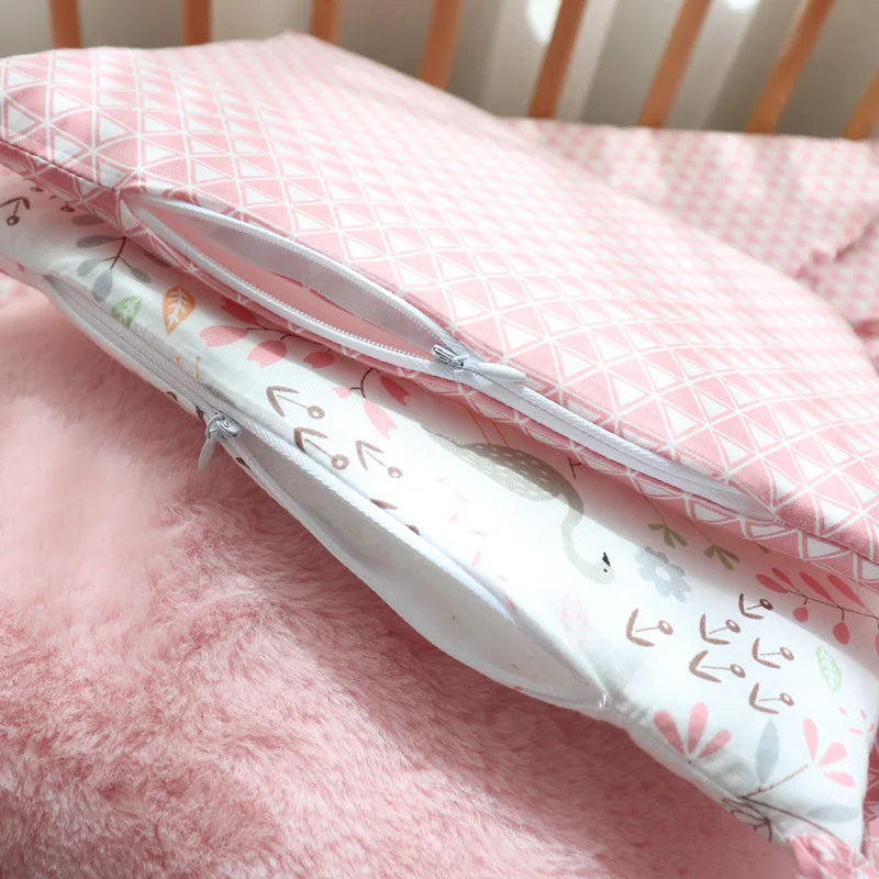 Soft cotton baby crib bedding set from Baby Bubble, includes nursery bundle with cozy blankets and fitted sheets for nursery decor.