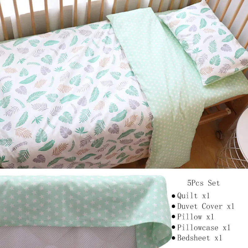 Soft cotton baby crib bedding set by Baby Bubble, nursery bundle with cozy, pastel-colored sheets and comforter for infant crib.