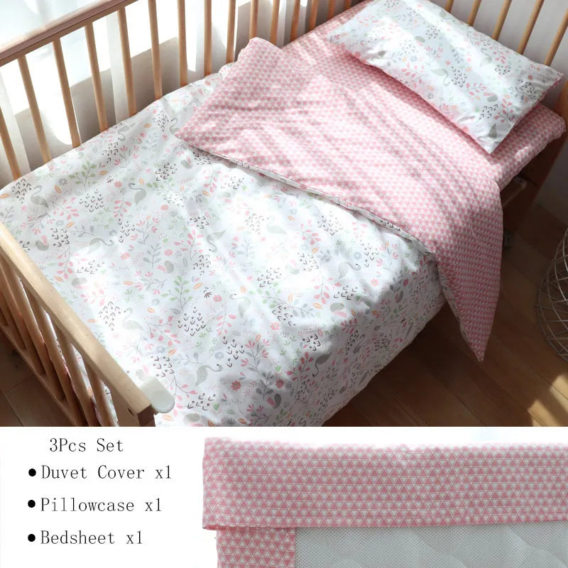 Soft cotton baby crib bedding set by Baby Bubble with cozy nursery bundle, featuring pastel-colored sheets and plush blankets.