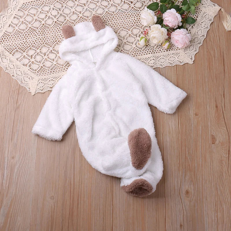 Baby Bubble cartoon bear romper, cozy autumn playsuit with cute bear design for infants, soft and comfortable baby clothing.