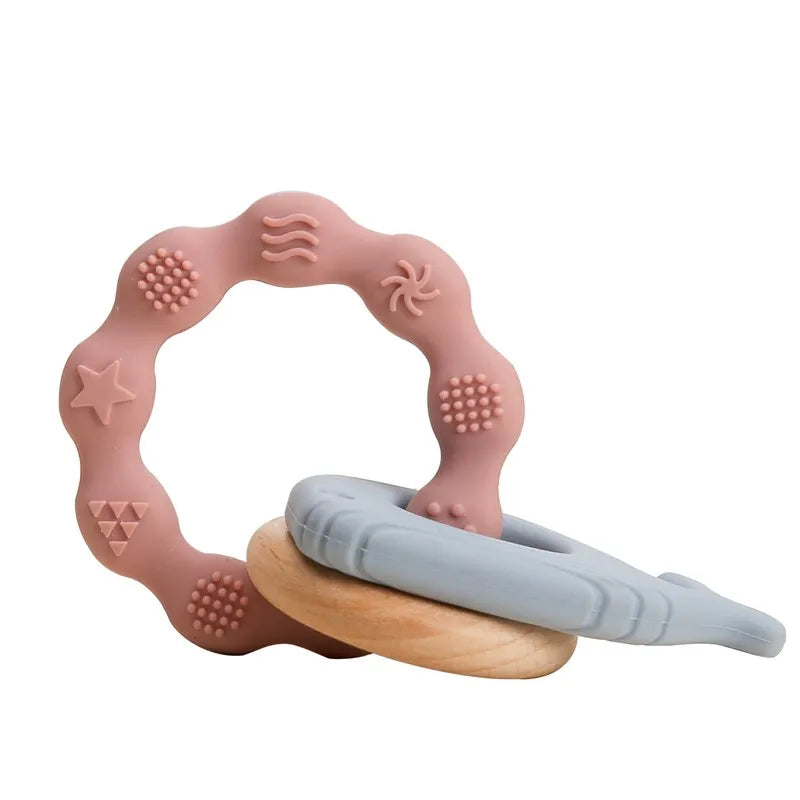 Baby Bubble BPA-Free silicone teether glove with textured surface for gum relief, designed for soothing baby's gums during teething.