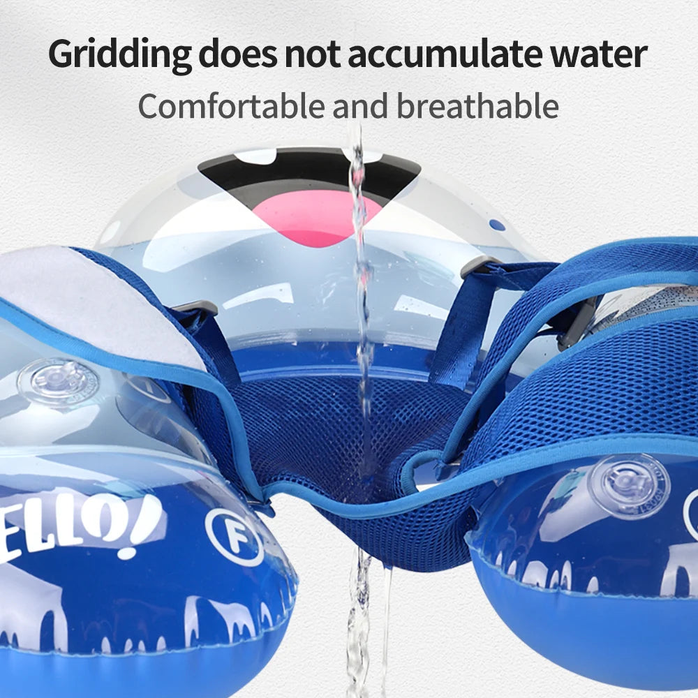 Baby Bubble inflatable baby float ring in bright colors, designed for safe, fun pool swimming for infants.