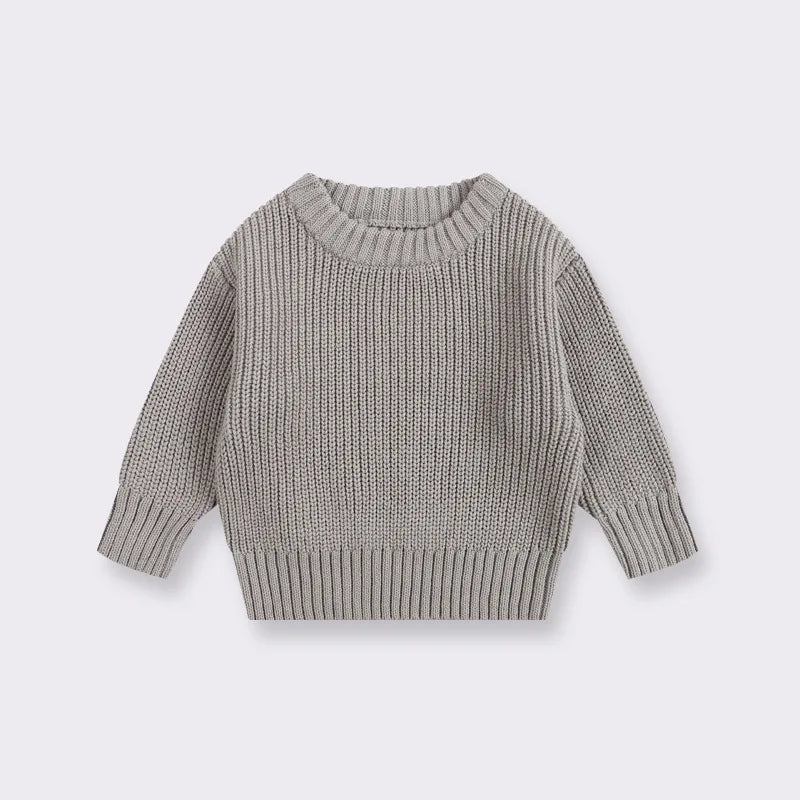 Baby Bubble baby knit pullover sweater in warm, thick knit for ages 0-6 months, featuring a cozy, soft design.