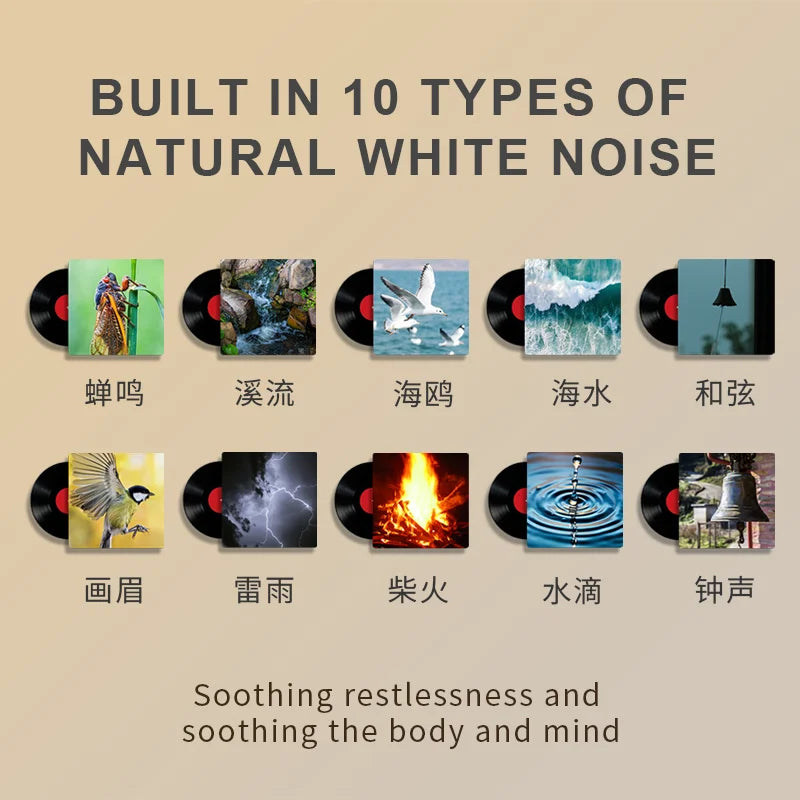 Baby Bubble white noise machine with soothing LED night light, compact device designed for calming babies and promoting sleep.