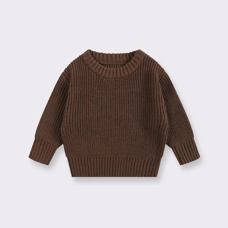 Baby Bubble baby knit pullover sweater in warm, thick material for 0-6 months, featuring cozy knit texture and soft design.