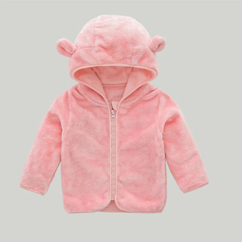 Baby Bubble hooded baby girl coat in soft, stylish fabric, featuring a cozy hood and cute design for cold weather.