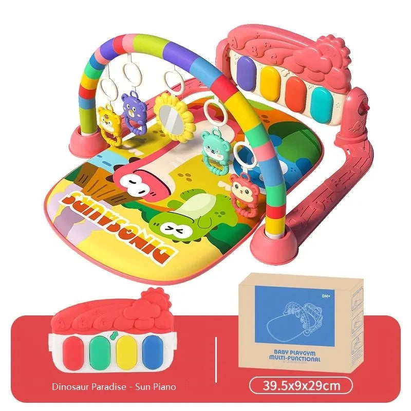 Baby Bubble baby gym mat with pedal piano and colorful fitness frame, designed for musical and active play for infants.