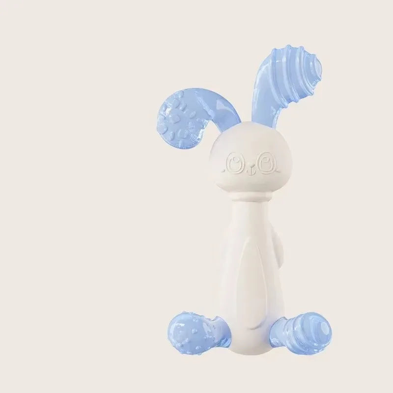 Baby Bubble silicone giraffe teether with textured surface, designed to soothe sore gums in infants, shown in close-up.
