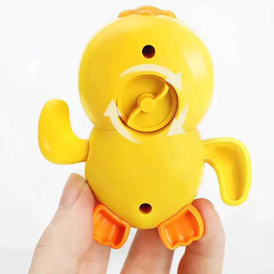 Baby Bubble baby bath duck toy with bright yellow color, designed for interactive water play during bath time.