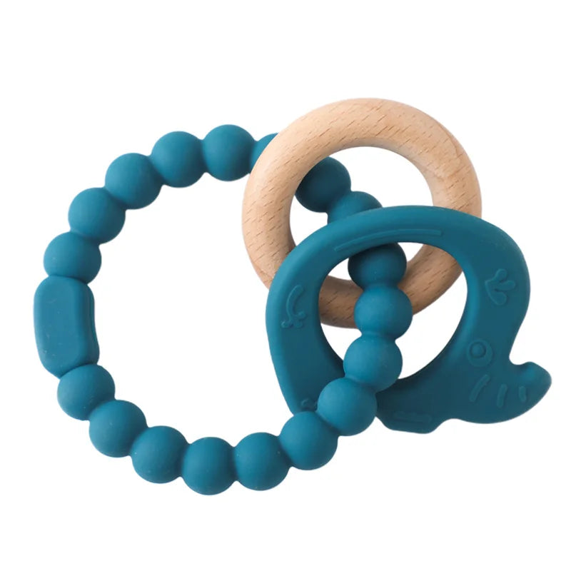 Baby Bubble BPA-free silicone baby teether glove with textured surface for gum relief, designed for soothing infants during teething.