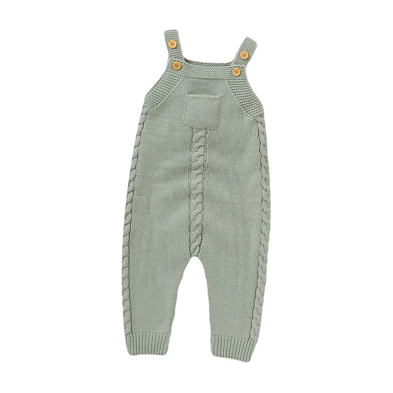 Baby Bubble sleeveless knitted romper, all-season essential, shown in a cozy, soft fabric perfect for infants' comfort and style.