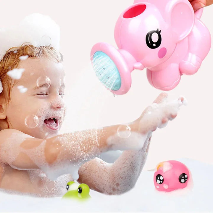 Baby Bubble elephant bath toy with water spray, designed for swimming and bath fun, featuring a colorful plush elephant shape.