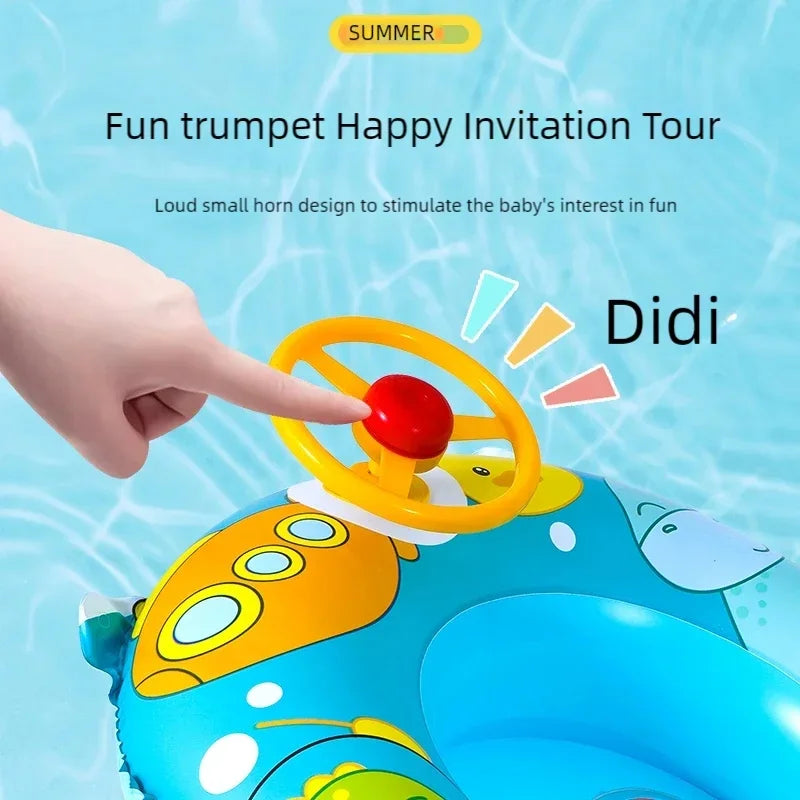 Baby Bubble inflatable swimming ring with cute animal steering wheel for babies, featuring colorful, soft, and safe underwater play fun.