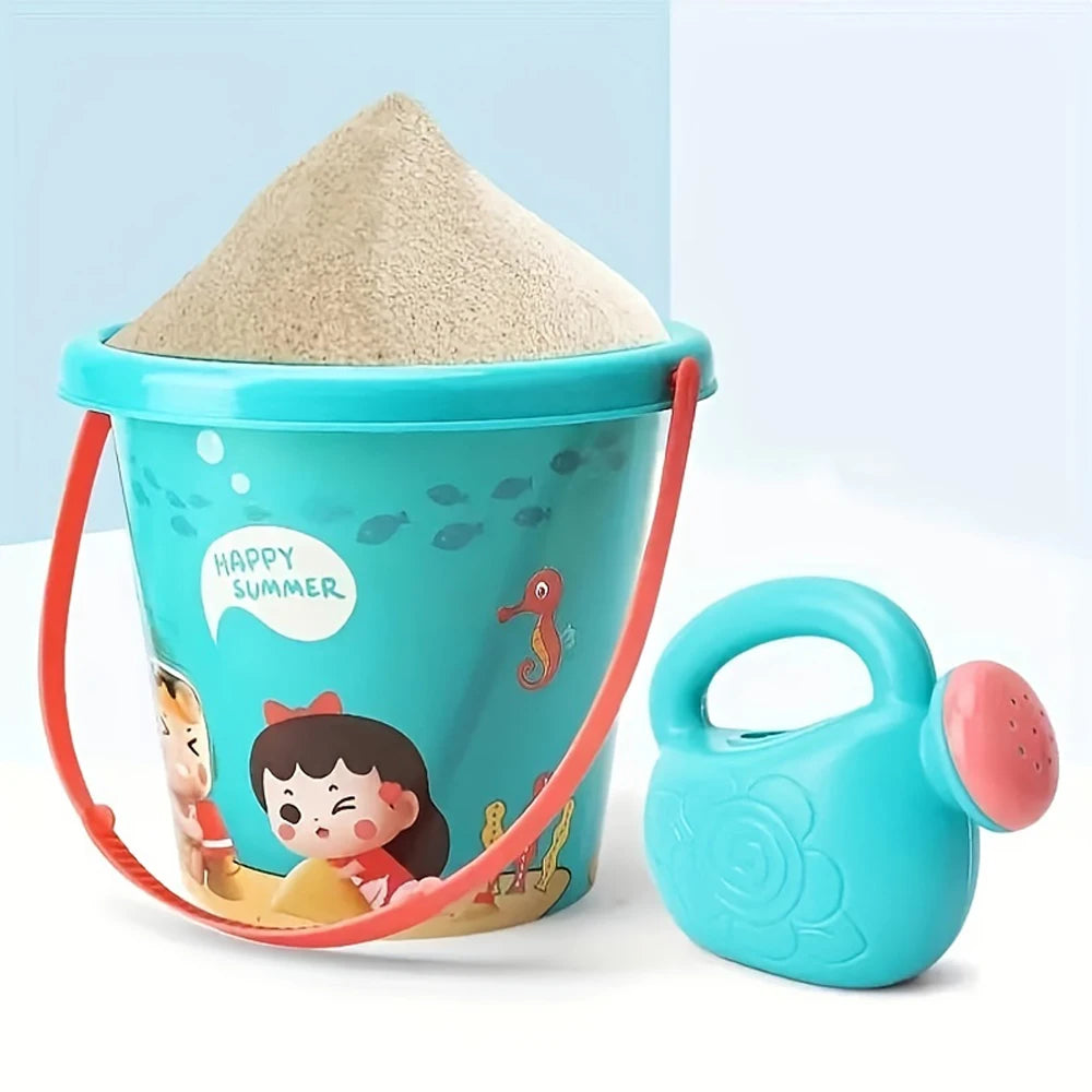 Baby Bubble 18-piece baby beach sand toy set with shovels, buckets, and molds for summer outdoor fun at the beach.