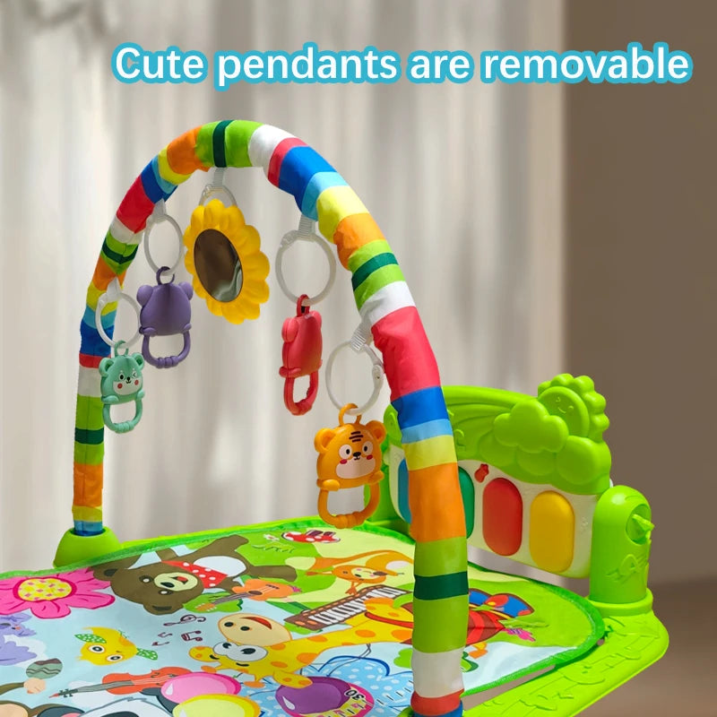 Baby Bubble baby gym mat with pedal piano fitness frame, featuring colorful musical play elements for infants.