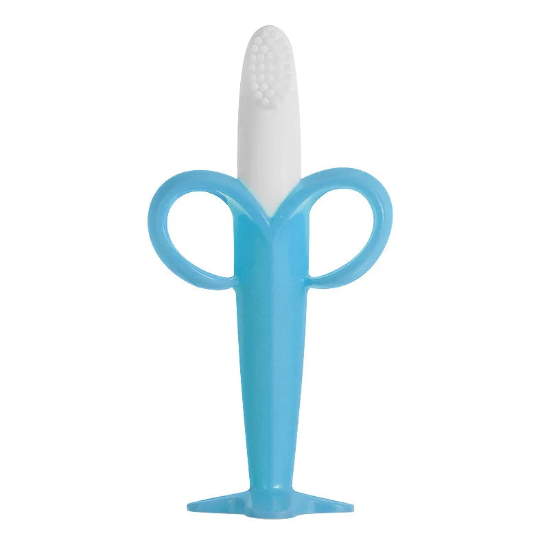 Silicone giraffe teether from Baby Bubble, designed to soothe baby’s sore gums with a soft, textured giraffe-shaped chew toy.