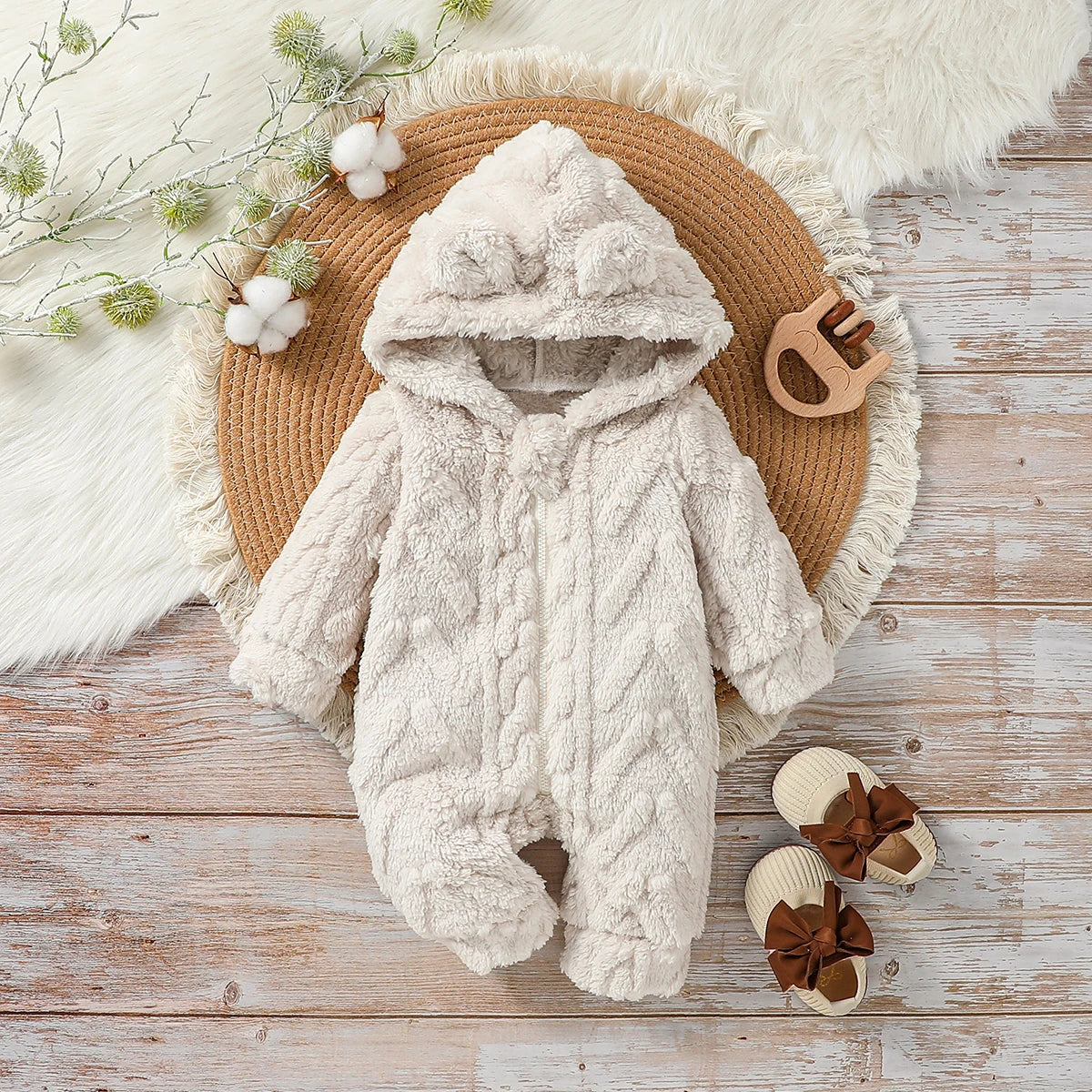 Baby Boys winter zipper jumpsuit by Baby Bubble, cozy and warm for newborns, with a front zipper and soft fabric.