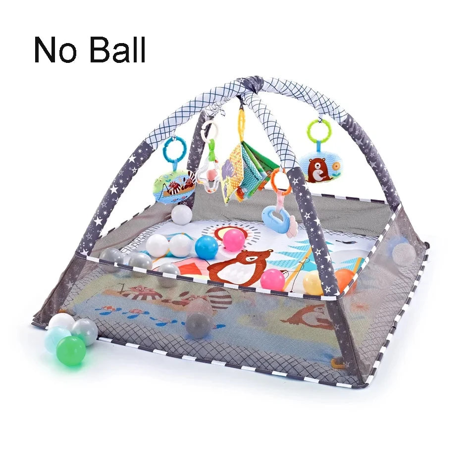 Baby Bubble baby fitness frame and crawling game blanket with colorful puzzle mats and fencing for early education and play.