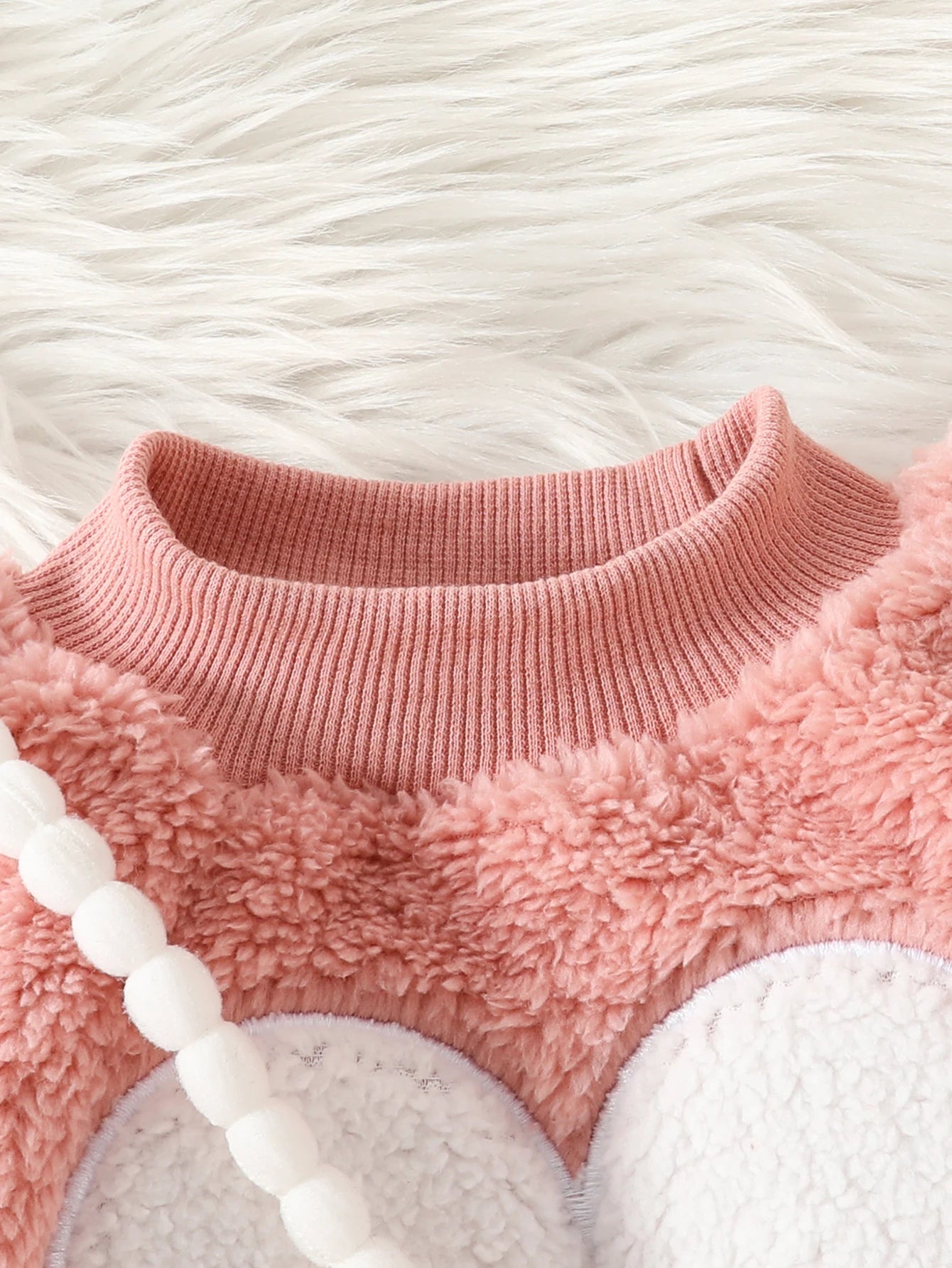 Baby Girl fuzzy heart 3-piece outfit by Baby Bubble featuring a cozy top, pants, and matching hat on a soft background.