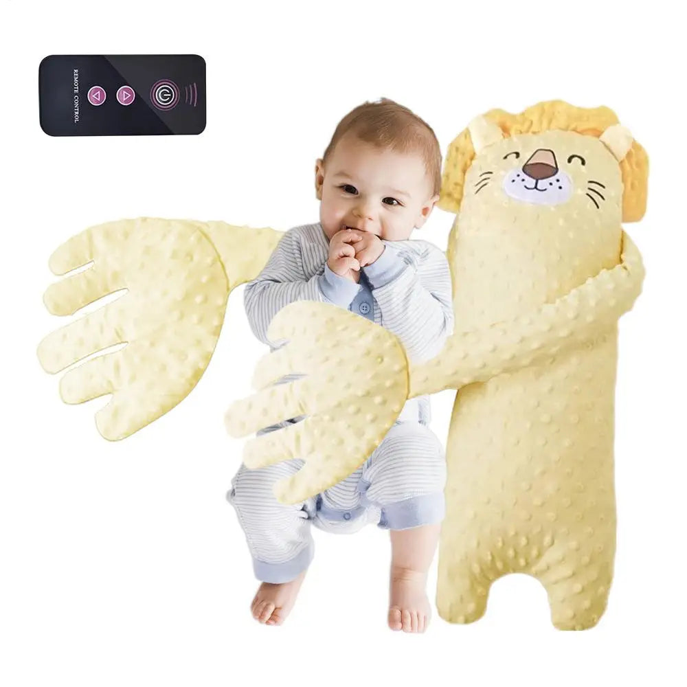 Baby Bubble soothing bear sleep pillow with remote, soft plush material, designed to comfort and lull babies to sleep.