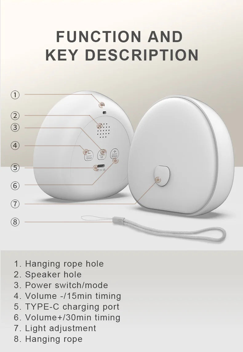 Baby Bubble white noise machine with soothing LED night light, designed for infants to promote restful sleep and calming ambiance.