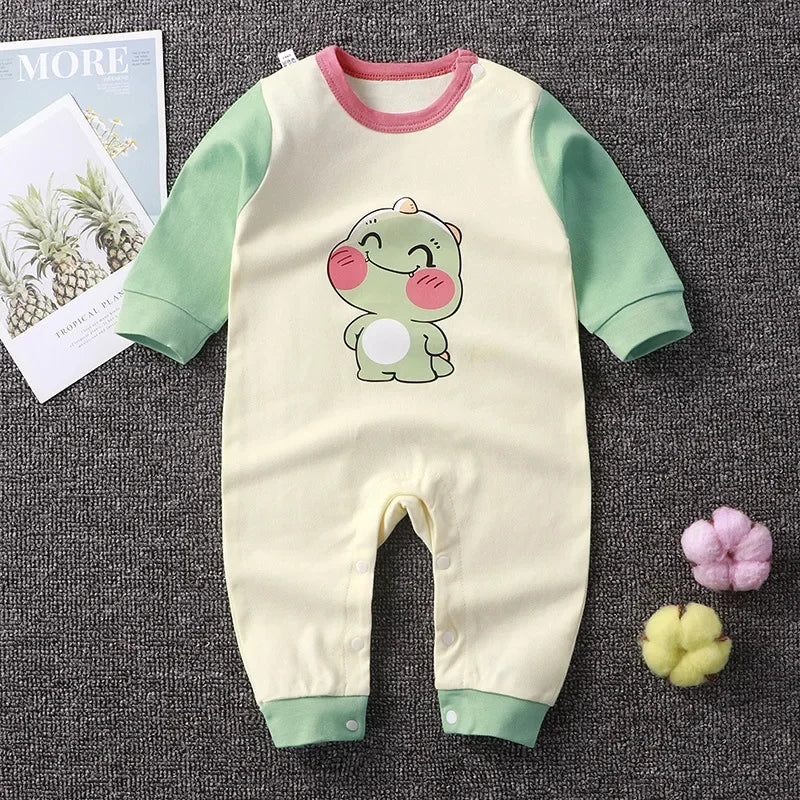 Baby Bubble cotton one-piece jumpsuit in solid color, featuring comfortable fabric and simple design for infants.