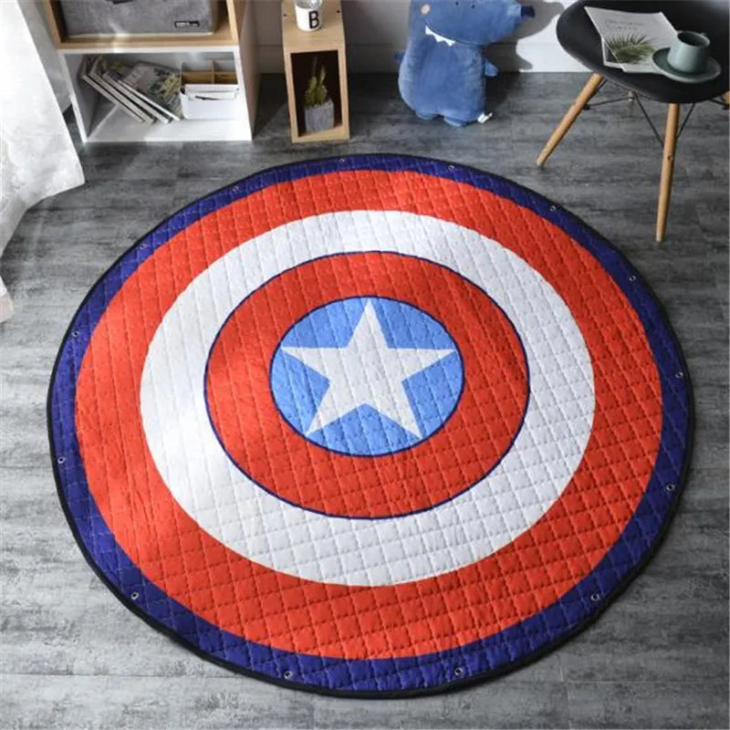 Round kids' room carpet by Baby Bubble featuring a Nordic animal design, 150cm diameter, perfect for playrooms.