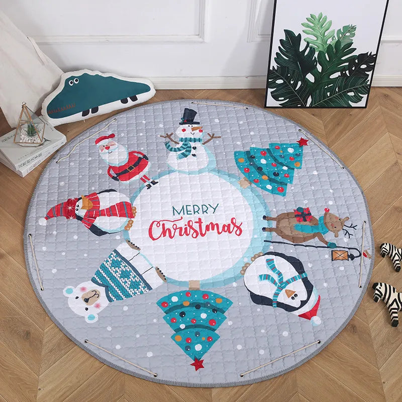 Round Nordic Animal Play Mat for kids' room, 150cm, soft and colorful Baby Bubble carpet featuring playful animal designs.