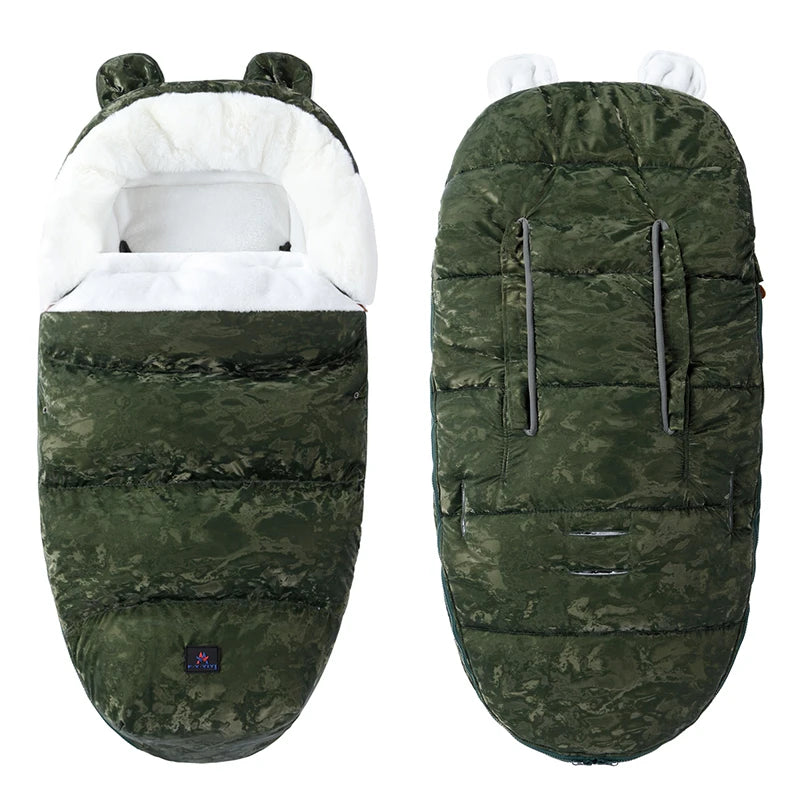 Baby Bubble velvet stroller sleeping bag with anti-kick design, providing warm, comfortable protection for infants during outings.