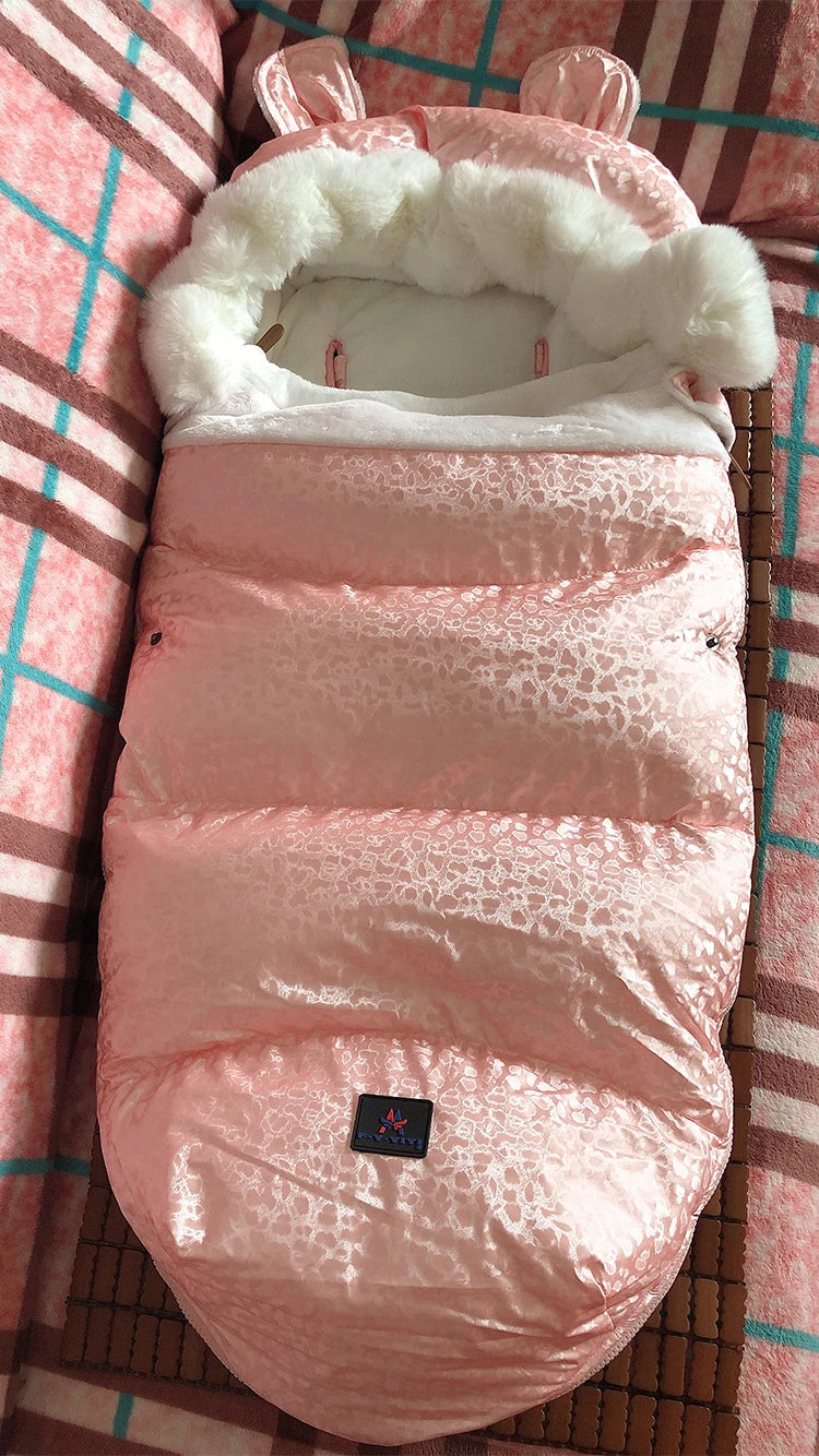 Baby Bubble velvet stroller sleeping bag designed for warmth and anti-kick protection, with soft fabric and cozy interior.