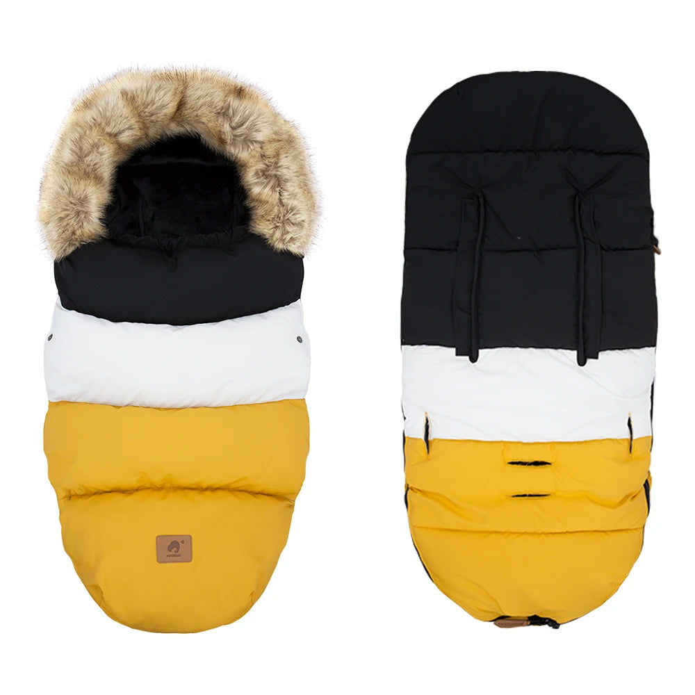 Baby Bubble winter baby sleeping bag and pram footmuff, warm and cozy for cold weather, with soft lining and secure fastening.