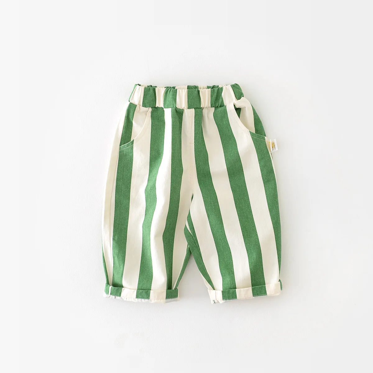 Korean style casual stripe pants by Baby Bubble featuring vertical striped fabric and relaxed fit, suitable for everyday wear.