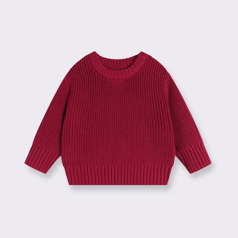 Baby Bubble baby knit pullover sweater in warm, thick knit for ages 0-6 months, featuring a cozy, soft design.