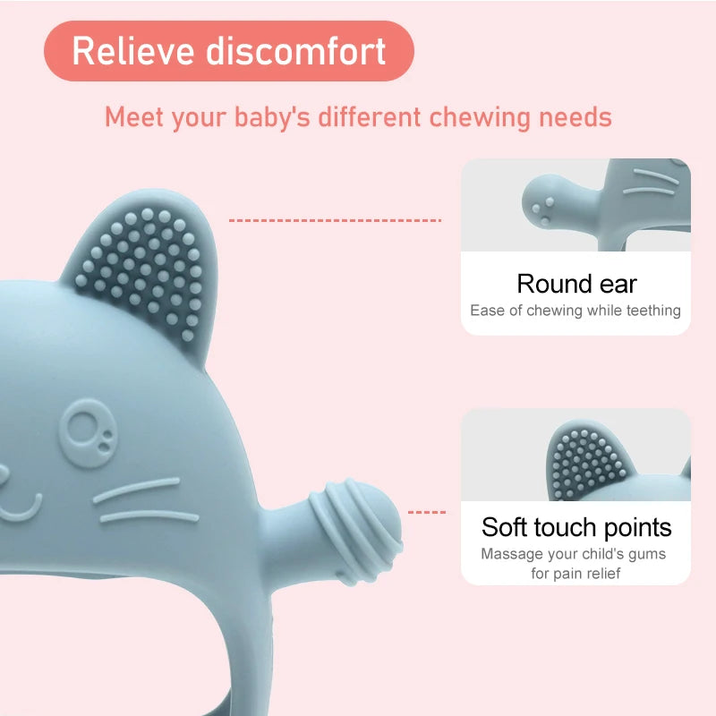 Baby Bubble silicone glove teether with textured surface, designed for soothing relief and easy chewing for infants.