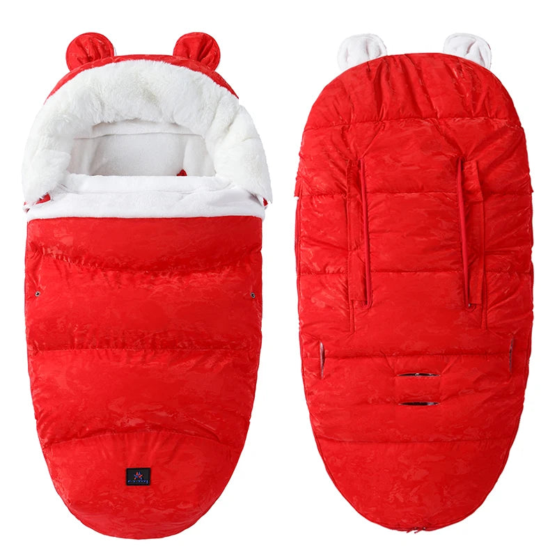 Baby Bubble velvet stroller sleeping bag with anti-kick design, providing warm, cozy comfort for infants during outdoor walks.
