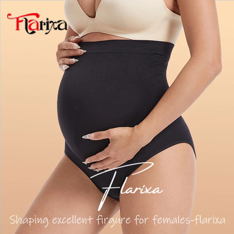 Seamless maternity underwear by Baby Bubble with high waist bump support, soft fabric, and smooth fit for pregnant women.