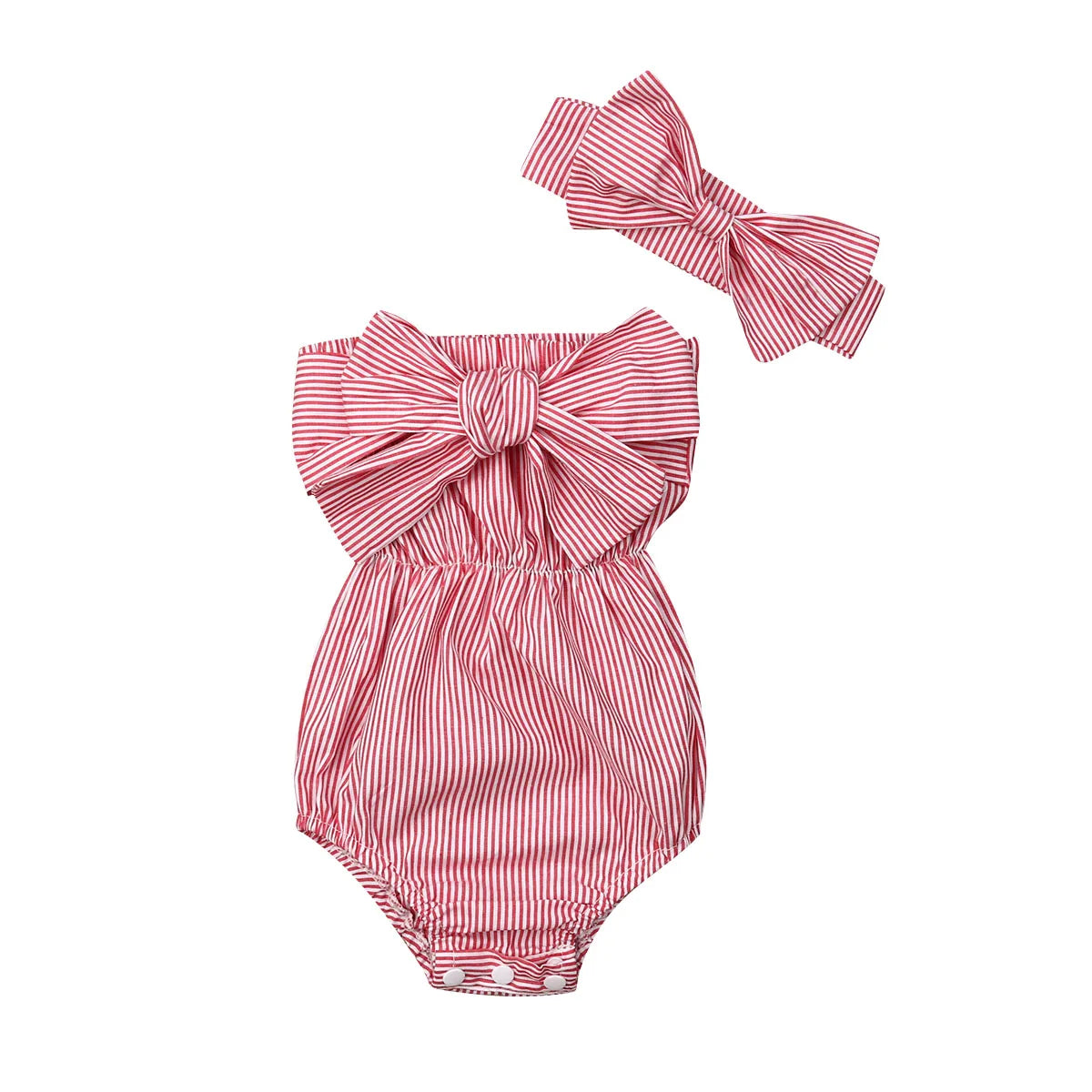 Baby Girl summer romper by Baby Bubble with adorable striped design, perfect for warm weather and casual outings.
