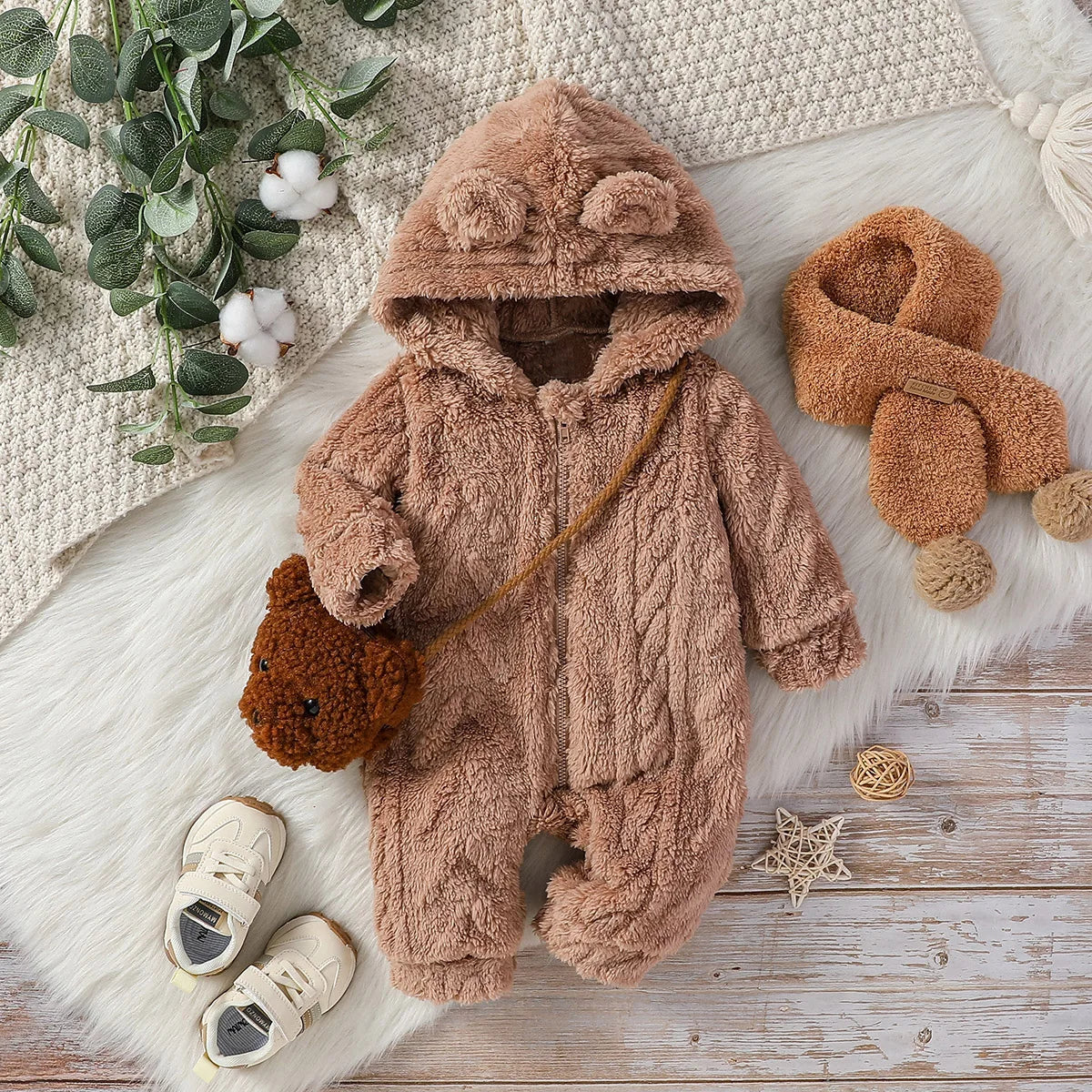 Baby Boys Winter Zipper Jumpsuit by Baby Bubble, cozy newborn jumpsuit with a zipper, designed for warmth in cold weather.