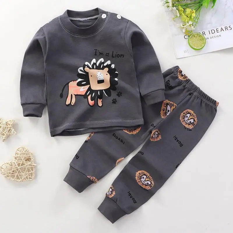 Baby Bubble toddler autumn outfit with cartoon top and pants, long sleeve pajamas suit for boys and girls, cute and comfortable.