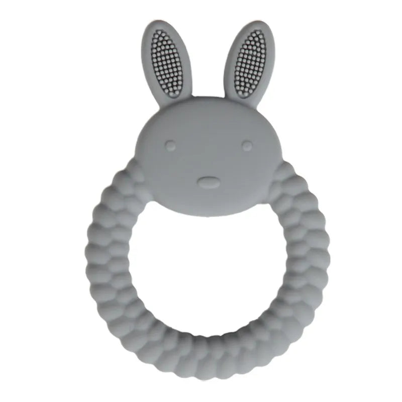 Baby Bubble BPA-free silicone baby teether glove with textured gum relief design for soothing sore gums during teething.