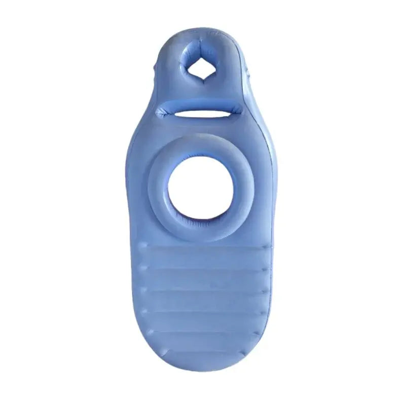 Inflatable pregnancy body pillow by Baby Bubble designed for restful side sleeping, shown deflated and ready for use.