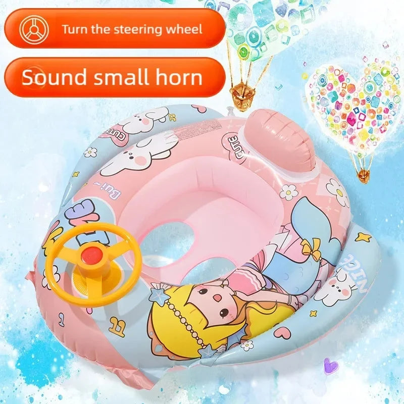Baby Bubble inflatable swimming ring with a cute animal steering wheel, designed for safe water play for babies.