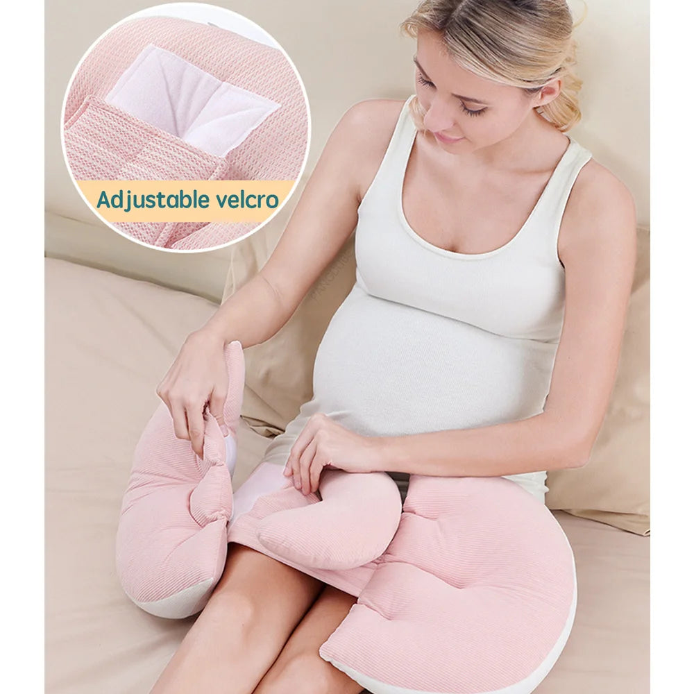 Pregnancy body pillow from Baby Bubble providing sleep support, with soft, contoured fabric ideal for comfort during pregnancy.